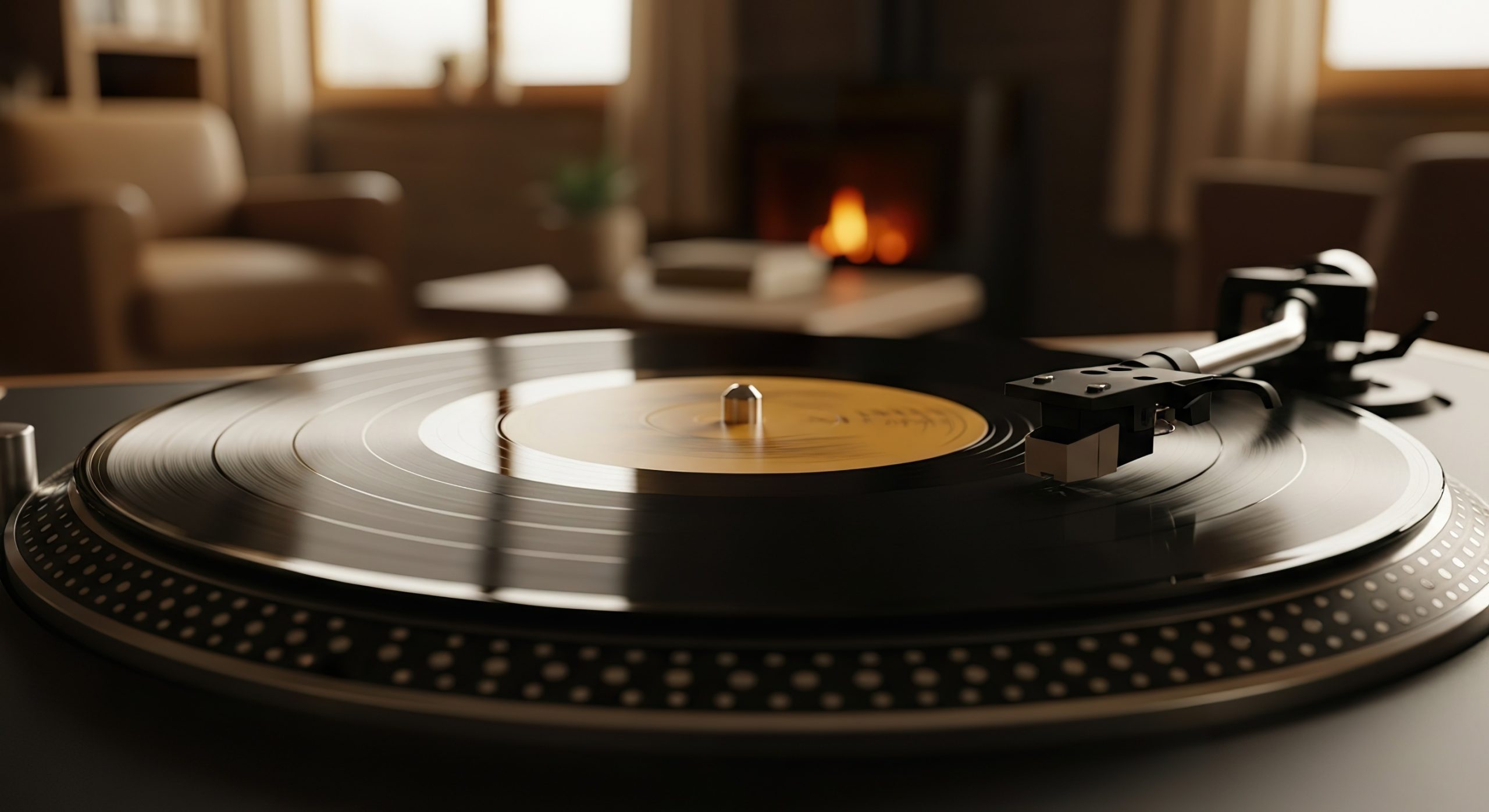 Vintage record player in living room